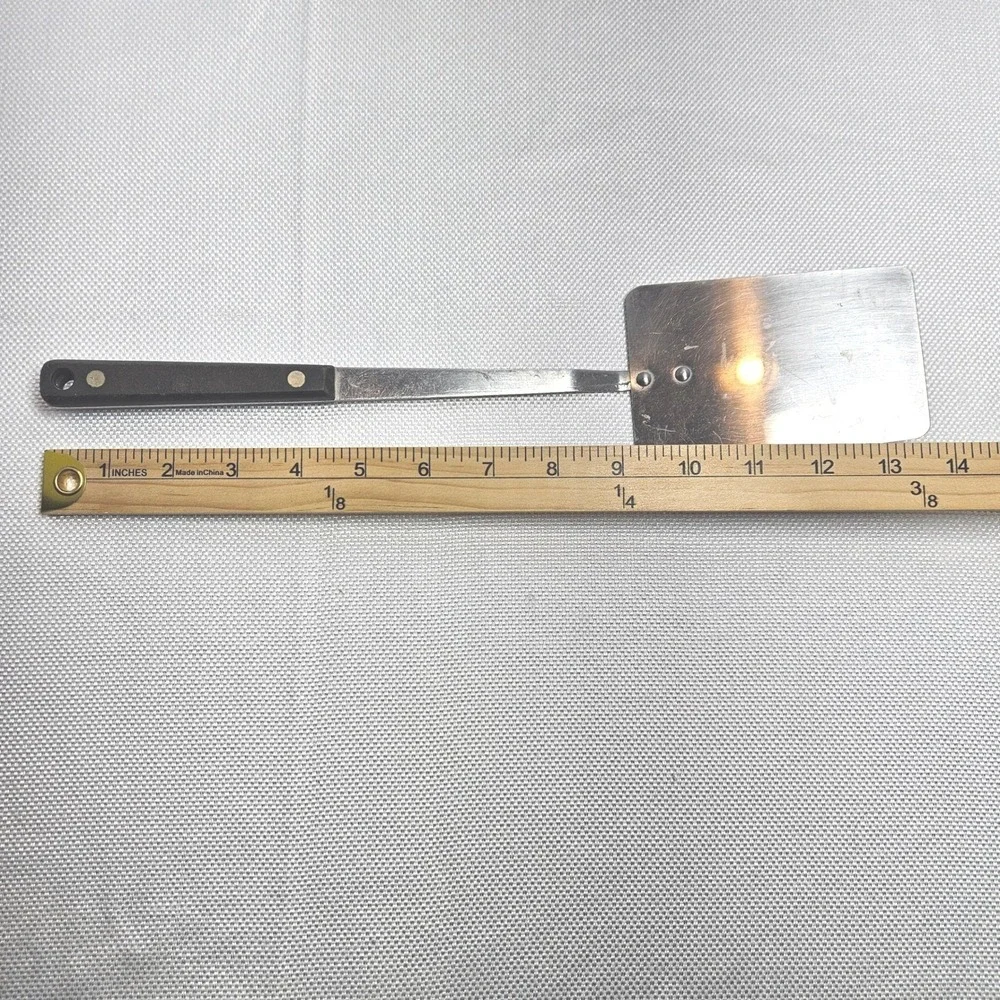 Ekco Flint Stainless Steel Spatula‎ Black Riveted Handle Vintage USA